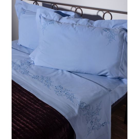 Silk Fashion ΧΕΙΡΟΠΟΙΗΤΟ ΑΠΛΙΚΕ ΣΕΝΤΟΝΙ NJ01 ΤΕΣΣΑΡΩΝ ΤΕΜΑΧΙΩΝ (225CM X 270CM) ΣΙΕΛ