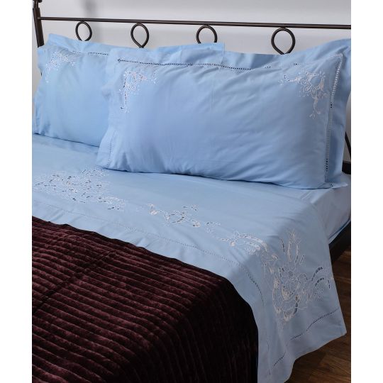 Silk Fashion ΧΕΙΡΟΠΟΙΗΤΟ ΚΟΦΤΟ ΣΕΝΤΟΝΙ 800 ΤΕΣΣΑΡΩΝ ΤΕΜΑΧΙΩΝ (225CM X 270CM) ΣΙΕΛ