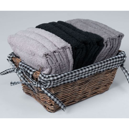 Silk Fashion Σετ λαβέτες σε καλάθι 9 τεμάχια (30cm x 30cm) γκρί