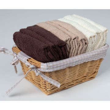 Silk Fashion Σετ λαβέτες σε καλάθι 9 τεμάχια (30cm x 30cm) καφέ