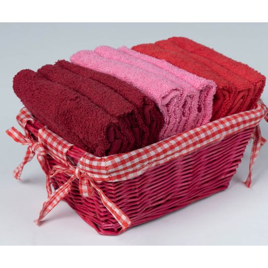 Silk Fashion Σετ λαβέτες σε καλάθι 9 τεμάχια (30cm x 30cm) κόκκινες
