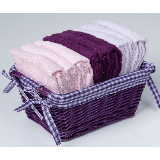 Silk Fashion Σετ λαβέτες σε καλάθι 9 τεμάχια (30cm x 30cm) μώβ