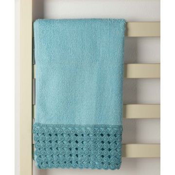 Silk Fashion Πετσέτα Προσώπου (50cm x 100cm) με δαντέλα μπλε