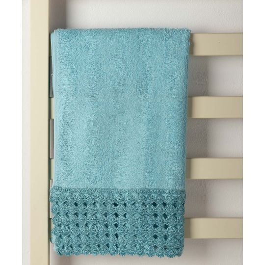 Silk Fashion Πετσέτα Προσώπου (50cm x 100cm) με δαντέλα μπλε