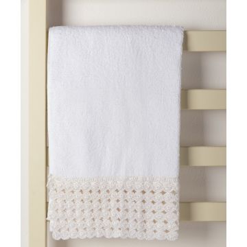Silk Fashion Πετσέτα Προσώπου (50cm x 100cm) με δαντέλα λευκό