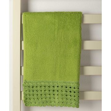 Silk Fashion Πετσέτα Προσώπου (50cm x 100cm) με δαντέλα πράσινο