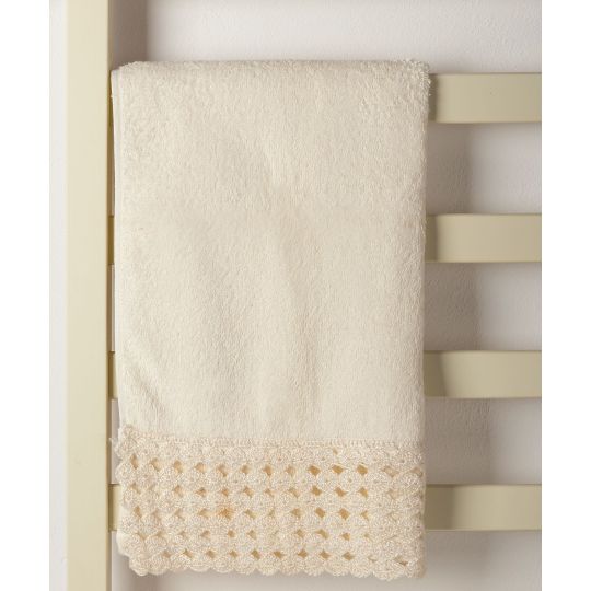 Silk Fashion Πετσέτα Προσώπου (50cm x 100cm) με δαντέλα ivory