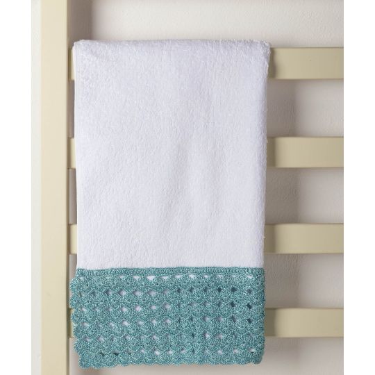 Silk Fashion Πετσέτα Προσώπου (50cm x 100cm) με δαντέλα λευκό/μπλε