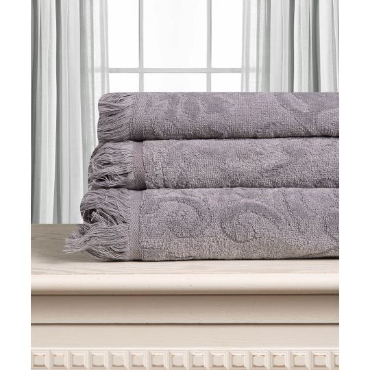 Silk Fashion Βαμβακερή ζακάρ πετσέτα ALICIA 520gsm (40cm x 60cm) γκρί