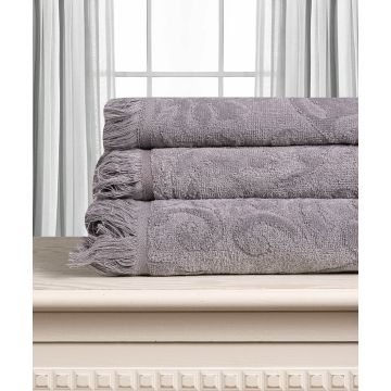 Silk Fashion Βαμβακερή ζακάρ πετσέτα ALICIA 520gsm (50cm x 100cm) γκρί