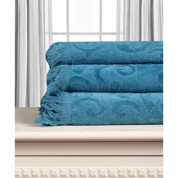 Βαμβακερή ζακάρ πετσέτα ALICIA 520gsm (80cm x 150cm) teal της Silk Fashion 