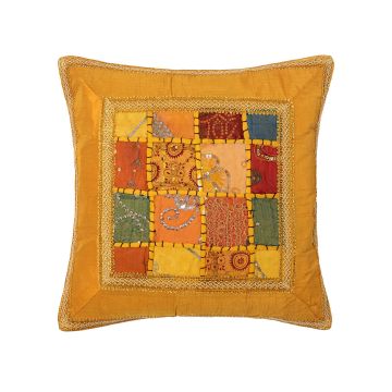 Μαξιλαροθήκη antic με φάσα (45cm x 45cm) κίτρινο σκούρο