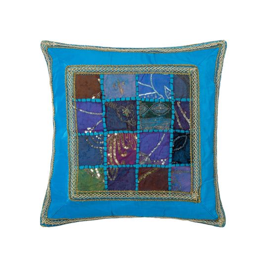 Μαξιλαροθήκη antic με φάσα (45cm x 45cm) σιέλ