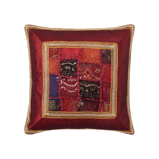 Μαξιλαροθήκη antic με φάσα (45cm x 45cm) μπορντώ