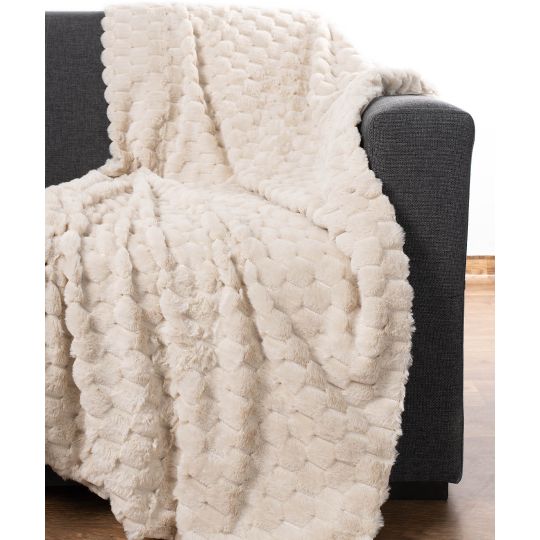 Silk Fashion Διακοσμητικό γούνινο ριχτάρι mink (170cm x 220cm) ivory