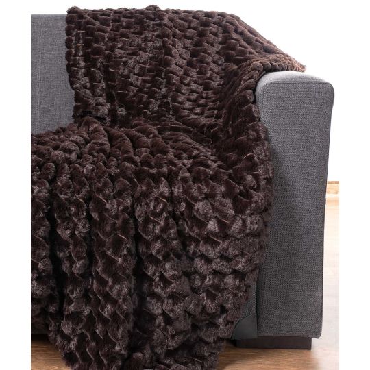 Silk Fashion Διακοσμητικό γούνινο ριχτάρι mink (130cm x 160cm) καφέ