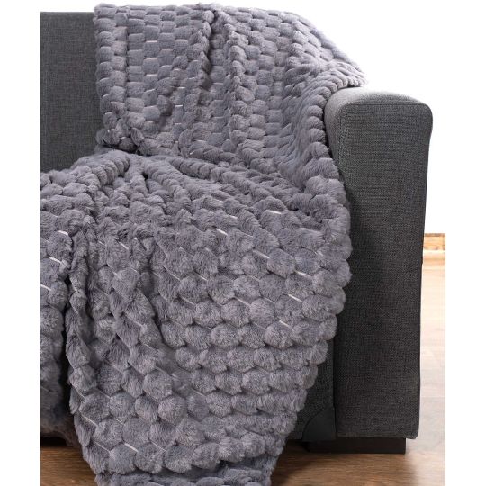 Silk Fashion Διακοσμητικό γούνινο ριχτάρι mink (130cm x 160cm) γκρί