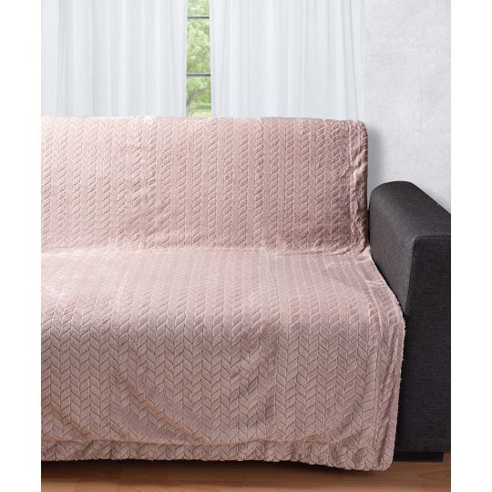 Silk Fashion Διακοσμητικό fleece ριχτάρι με sherpa  (150cm x 200cm) λιλά