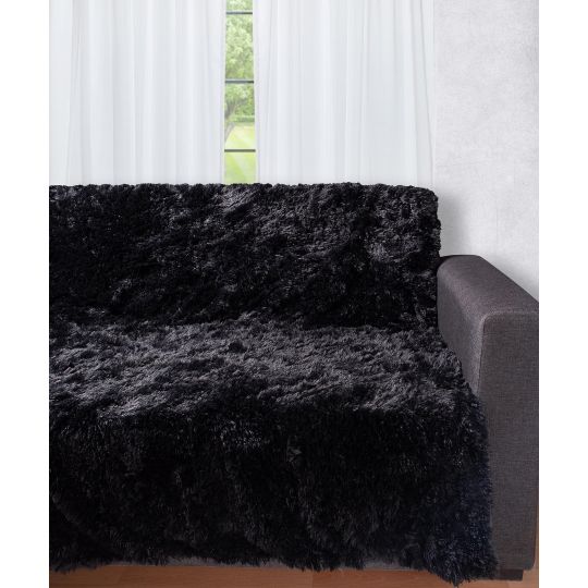 Silk Fashion Διακοσμητικό μαλλιαρό ριχτάρι 5336 (145cm x 195cm) μαύρο