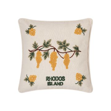 ΜΑΞΙΛΑΡΟΘΗΚΗ (45cm x 45cm) υφαντή κίτρινο σταφύλι ΡΟΔΟΣ