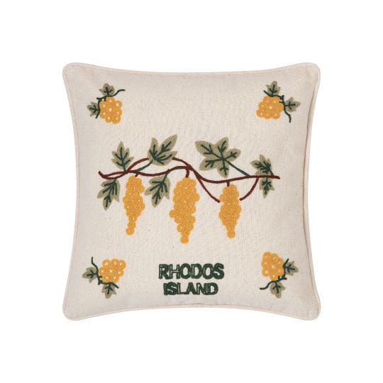 ΜΑΞΙΛΑΡΟΘΗΚΗ (45cm x 45cm) υφαντή κίτρινο σταφύλι ΡΟΔΟΣ