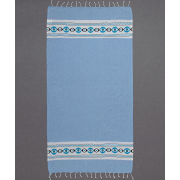 Silk Fashion Pestemal με πετσέτα nkp707 (90cm x 180cm) σιέλ