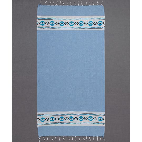 Silk Fashion Pestemal με πετσέτα nkp707 (90cm x 180cm) σιέλ