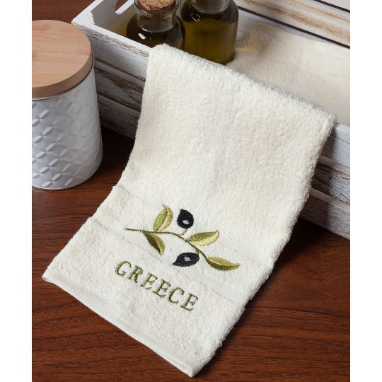 Silk Fashion Δωδεκάδα πετσέτες χεριών (30cm x 50cm) ivory με κλαδί GREECE