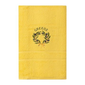 Silk Fashion Πετσέτα Σώματος ( 70cm x 140cm ) Κίτρινο με Στεφάνι GREECE