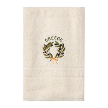 Silk Fashion Πετσέτα Σώματος ( 70cm x 140cm ) Εκρού με στεφάνι GREECE