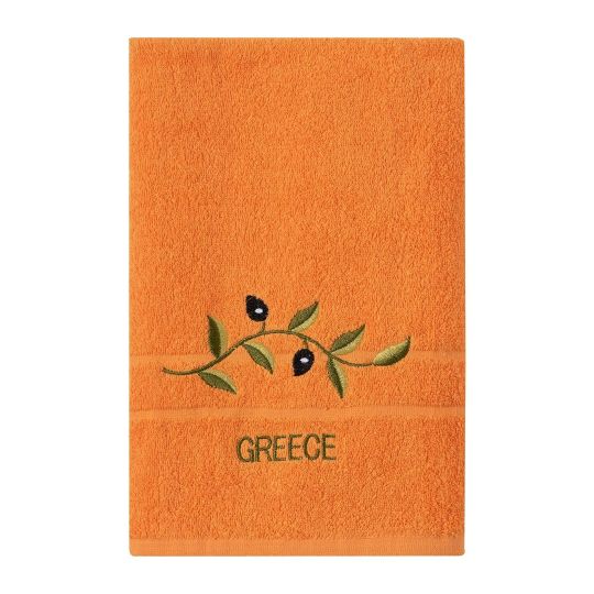 Silk Fashion Πετσέτα Σώματος ( 70cm x 140cm ) Πορτοκαλί με κλαδί GREECE