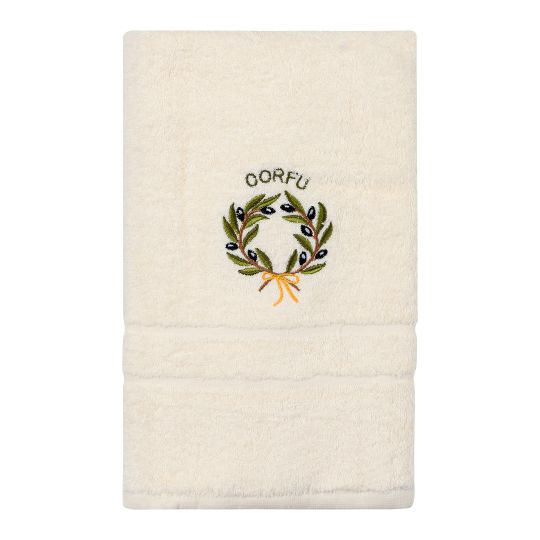 Πετσέτα Προσώπου ( 50cm x 100cm ) Εκρού με στεφάνι ΚΕΡΚΥΡΑ