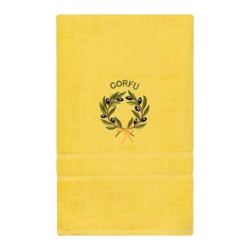 Πετσέτα Σώματος ( 70cm x 140cm ) Κίτρινο με στεφάνι ΚΕΡΚΥΡΑ