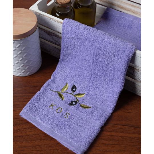 Πετσέτα προσώπου (50cm x 100cm) λιλά με κλαδί ΚΩΣ