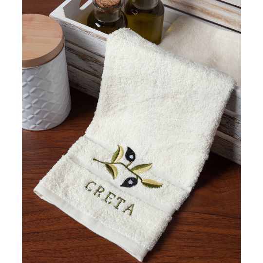 Δωδεκάδα πετσέτες χεριών (30cm x 50cm) ivory με κλαδί ΚΡΗΤΗ