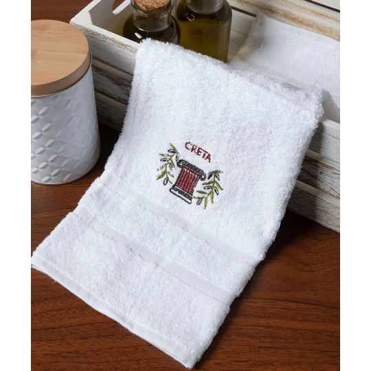 Δωδεκάδα πετσέτες χεριών (30cm x 50cm) λευκό με κόκκινο κίωνα ΚΡΗΤΗ
