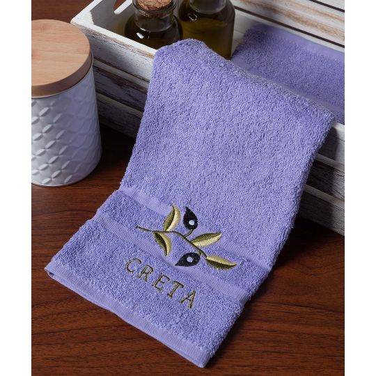 Πετσέτα Προσώπου (50cm x 100cm) Μωβ με Κλαδί ΚΡΗΤΗ