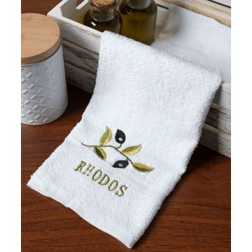 Πετσέτα Σώματος ( 100cm x 150cm ) Λευκό με Κλαδί ΡΟΔΟΣ