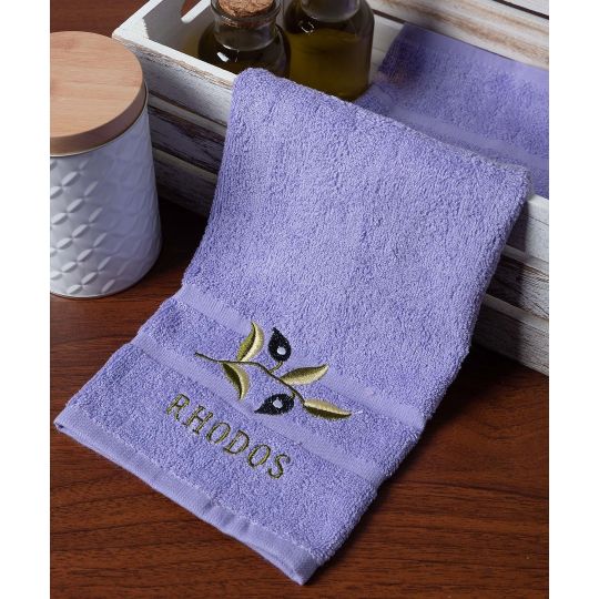 Πετσέτα Προσώπου ( 50cm x 100cm ) Μωβ με Κλαδί ΡΟΔΟΣ