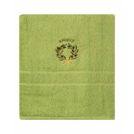 Πετσέτα Σώματος ( 70cm x 140cm ) Πράσινο με Στεφάνι ΡΟΔΟΣ