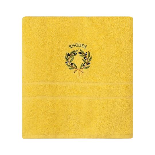 Πετσέτα Σώματος ( 70cm x 140cm ) Κίτρινο με Στεφάνι ΡΟΔΟΣ
