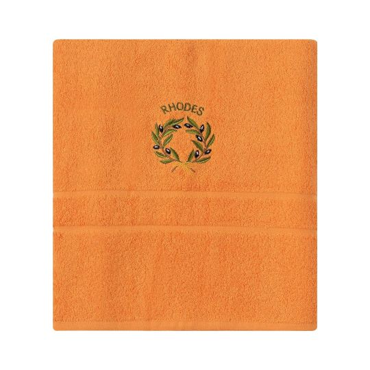 Πετσέτα Σώματος ( 70cm x 140cm ) Πορτοκαλί με Στεφάνι ΡΟΔΟΣ