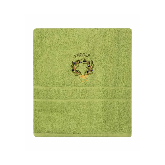Πετσέτα Προσώπου ( 50cm x 100cm ) Πράσινο με Στεφάνι ΡΟΔΟΣ