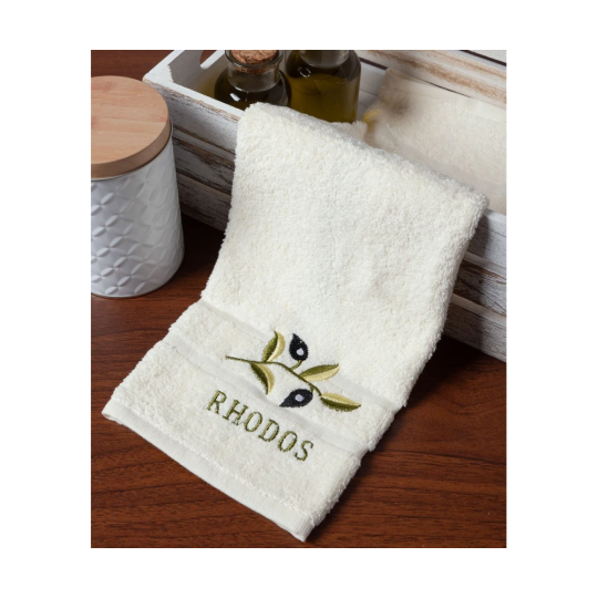 Πετσέτα Προσώπου ( 50cm x 100cm ) Εκρού με κλαδί ΡΟΔΟΣ