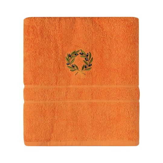 Silk Fashion Πετσέτα Προσώπου ( 50cm x 100cm ) Πορτοκαλί με στεφάνι