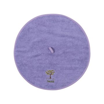 Στρογγυλή πετσέτα με κρεμαστράκι (48cm) λιλά Θάσος