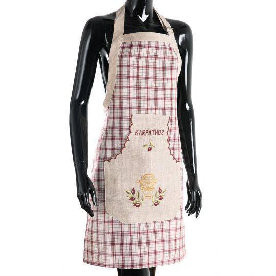 Ολόσωμη ποδιά 1312 (80cm x 55cm)  κόκκινη KARPATHOS