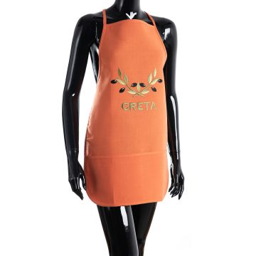 Ολόσωμη ποδιά BG23a (50cm x 70cm) πορτοκαλί χρωματιστή ελιά CRETA