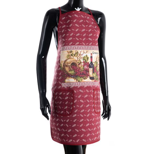 Ολόσωμη ποδιά στάμπα κόκκινη (64cm x 78cm) GREECE