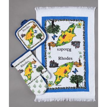 Σετ 3 τεμαχίων γάντι πιάστρα ποτηρόπανο RHODES